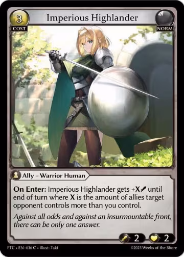 Imperious Highlander (036), Fractured Crown — Grand Archive card price