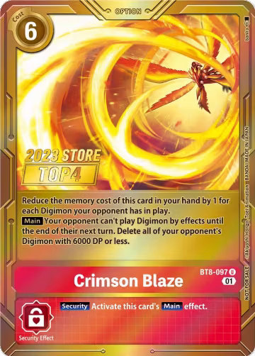 Crimson Blaze (2023 Store Top 4) (BT8-097 U), New Awakening — Digimon card price