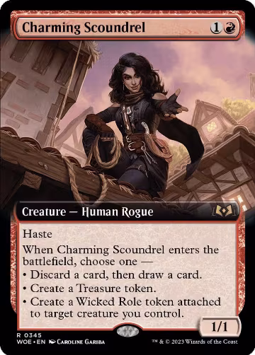 Charming Scoundrel (Extended Art) (345), Wilds of Eldraine — Magic card price