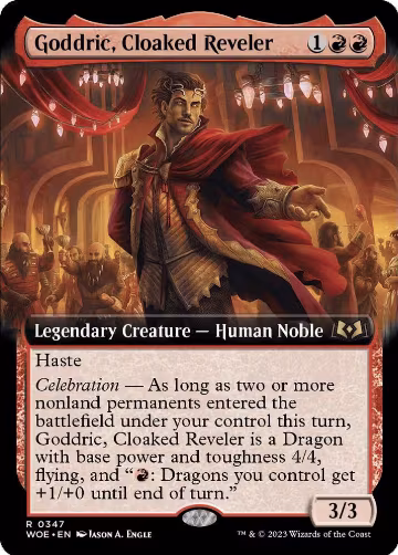 Goddric, Cloaked Reveler (Extended Art) (347), Wilds of Eldraine — Magic card price