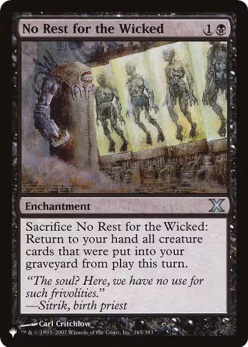 No Rest for the Wicked (165/383), The List Reprints — Magic card price