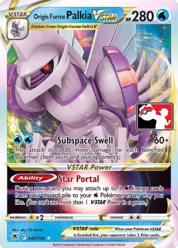 Origin Forme Palkia VSTAR - 040/189 (040/189), Prize Pack Series Cards — Pokémon card price
