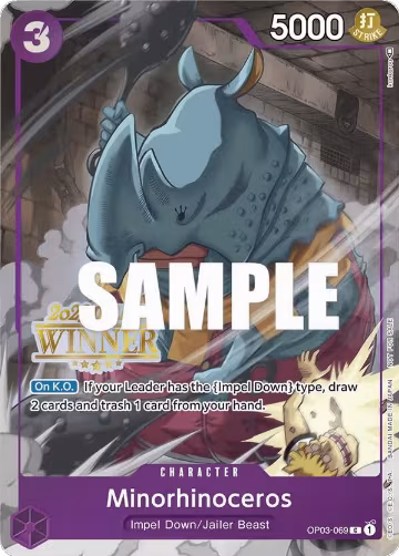 Minorhinoceros (Online Regional 2023) [Winner] (OP03-069), One Piece Promotion Cards — One Piece card price