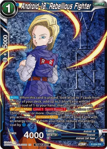 Android 18, Rebellious Fighter (Winner-Stamped) (Zenkai Series Tournament Pack Vol.5) (P-524), Tournament Promotion Cards — DB Super card price