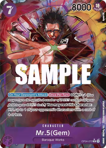 Mr.5 (Gem) (Alternate Art) (OP04-072), Kingdoms of Intrigue — One Piece card price