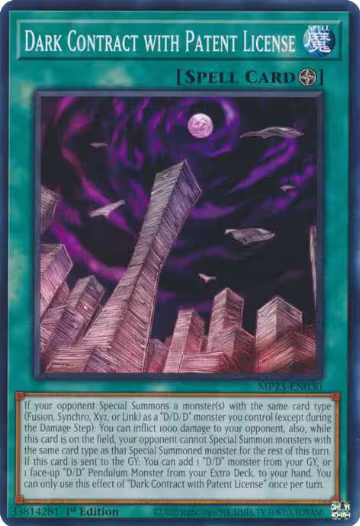 Dark Contract with Patent License (MP23-EN030), 25th Anniversary Tin: Dueling Heroes Mega Pack — Yu-Gi-Oh! card price