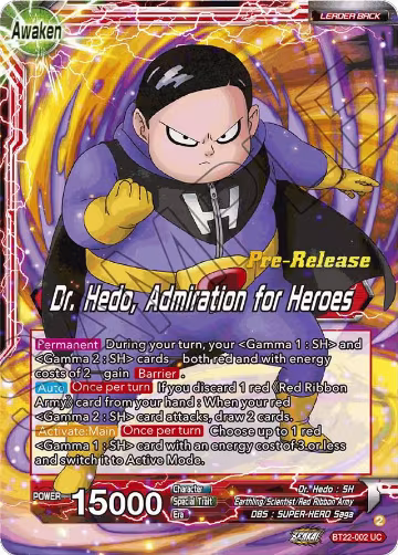 Dr. Hedo // Dr Hedo, Admiration for Heroes (BT22-002), Critical Blow Pre-Release Cards — DB Super card price