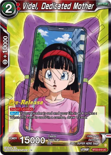 Videl, Dedicated Mother (BT22-018), Critical Blow Pre-Release Cards — DB Super card price