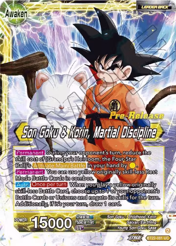 Son Goku // Son Goku & Korin, Martial Discipline (BT22-081), Critical Blow Pre-Release Cards — DB Super card price