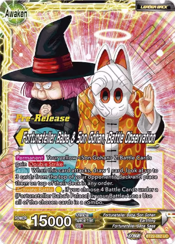 Fortuneteller Baba // Fortuneteller Baba & Son Gohan, Battle Observation (BT22-082), Critical Blow Pre-Release Cards — DB Super card price