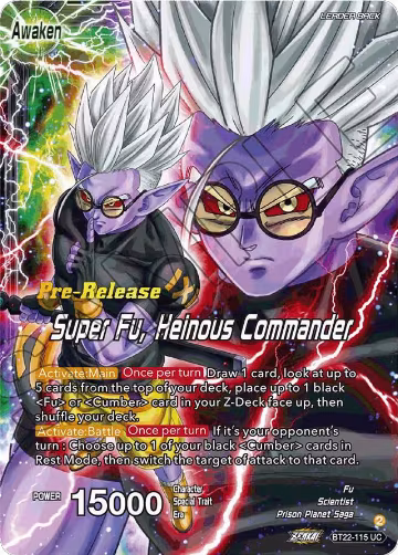 Fu // Super Fu, Heinous Commander (BT22-115), Critical Blow Pre-Release Cards — DB Super card price