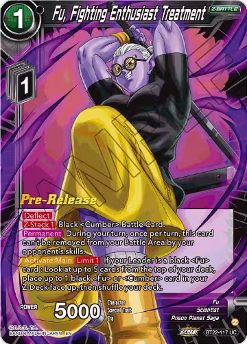 Fu, Fighting Enthusiast Treatment (BT22-117), Critical Blow Pre-Release Cards — DB Super card price