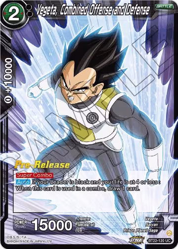 Vegeta, Combined Offense and Defense (BT22-120), Critical Blow Pre-Release Cards — DB Super card price