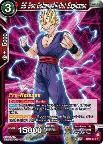 SS Son Gohan, All-Out Explosion (BT22-011), Critical Blow Pre-Release Cards — DB Super card price