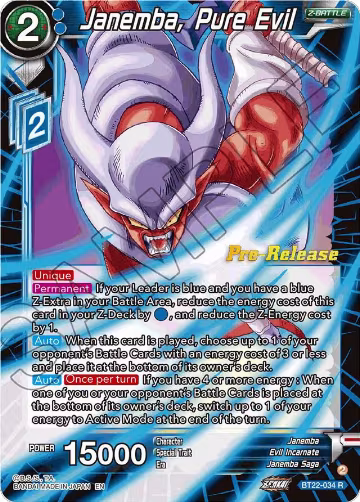 Janemba, Pure Evil (BT22-034), Critical Blow Pre-Release Cards — DB Super card price