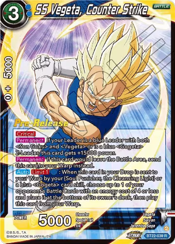 SS Vegeta, Counter Strike (BT22-039), Critical Blow Pre-Release Cards — DB Super card price