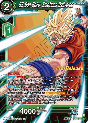SS Son Goku, Emotions Delivered (BT22-057), Critical Blow Pre-Release Cards — DB Super card price