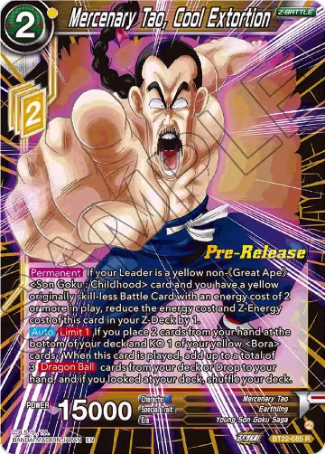 Mercenary Tao, Cool Extortion (BT22-085), Critical Blow Pre-Release Cards — DB Super card price