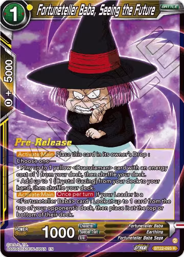 Fortuneteller Baba, Seeing the Future (BT22-093), Critical Blow Pre-Release Cards — DB Super card price