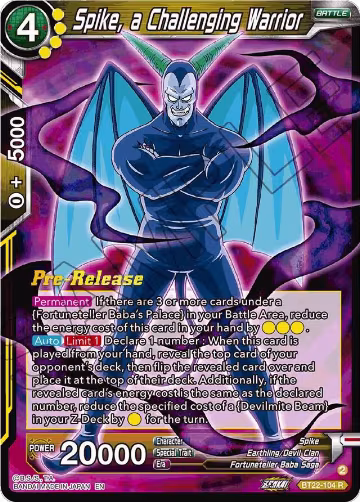 Spike, a Challenging Warrior (BT22-104), Critical Blow Pre-Release Cards — DB Super card price