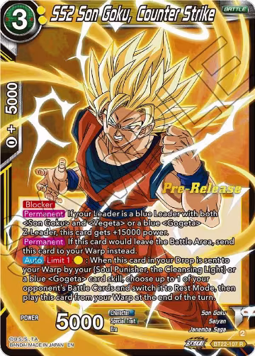 SS2 Son Goku, Counter Strike (BT22-107), Critical Blow Pre-Release Cards — DB Super card price