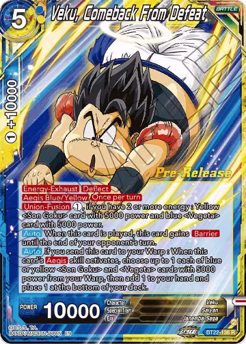 Veku, Comeback From Defeat (BT22-136), Critical Blow Pre-Release Cards — DB Super card price