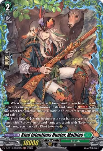 Kind Intentions Hunter, Mathias (FR) (D-BT11/FR33EN), D-BT11: Clash of the Heroes — Vanguard card price