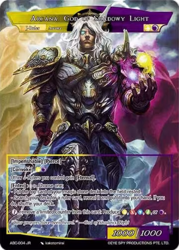 Arcana: Knight of Heavens // Arcana: God of Shadowy Light (ABC-004 JR), Arcana Battle Colosseum — Force of Will card price