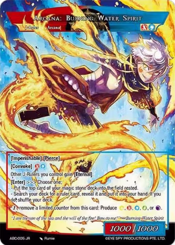 Arcana: Musician of Flame // Arcana: Burning Water Spirit (ABC-005 JR), Arcana Battle Colosseum — Force of Will card price