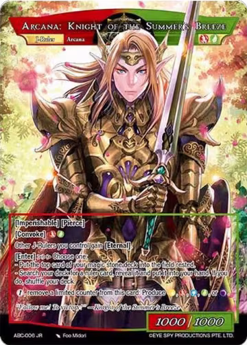 Arcana: The Fairy King // Arcana: Knight of the Summer's Breeze (ABC-006 JR), Arcana Battle Colosseum — Force of Will card price