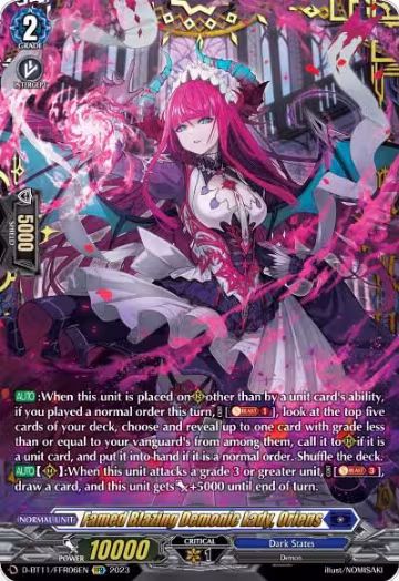 Famed Blazing Demonic Lady, Oriens (FFR) (D-BT11/FFR06EN), D-BT11: Clash of the Heroes — Vanguard card price