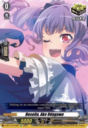 Roselia, Ako Udagawa (D-BT11/EX19EN), D-BT11: Clash of the Heroes — Vanguard card price
