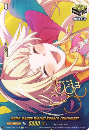 Hello, Happy World! Kokoro Tsurumaki (Signature) (D-BT11/EX21EN-S), D-BT11: Clash of the Heroes — Vanguard card price
