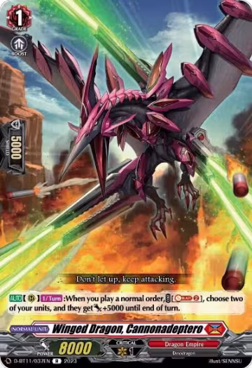 Winged Dragon, Cannonadeptero (D-BT11/037EN), D-BT11: Clash of the Heroes — Vanguard card price