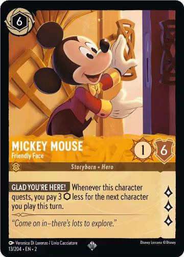 Mickey Mouse - Friendly Face (13/204), Rise of the Floodborn — Lorcana card price