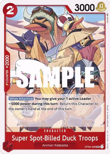 Super Spot-Billed Duck Troops (OP04-009), Kingdoms of Intrigue — One Piece card price