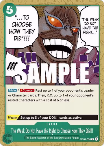 The Weak Do Not Have the Right to Choose How They Die!!! (OP04-038), Kingdoms of Intrigue — One Piece card price