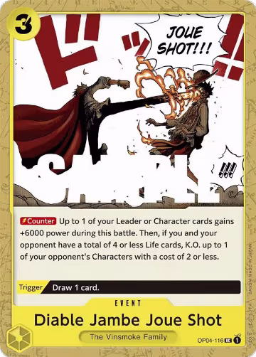 Diable Jambe Joue Shot (OP04-116), Kingdoms of Intrigue — One Piece card price