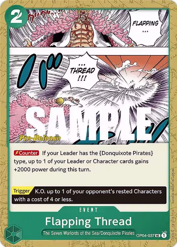 Flapping Thread (OP04-037), Kingdoms of Intrigue Pre-Release Cards — One Piece card price