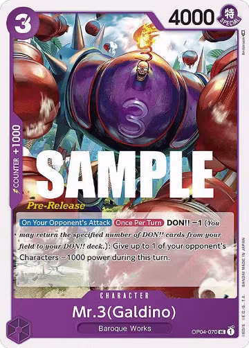 Mr.3 (Galdino) (OP04-070), Kingdoms of Intrigue Pre-Release Cards — One Piece card price