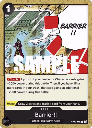 Barrier!! (OP04-095), Kingdoms of Intrigue Pre-Release Cards — One Piece card price