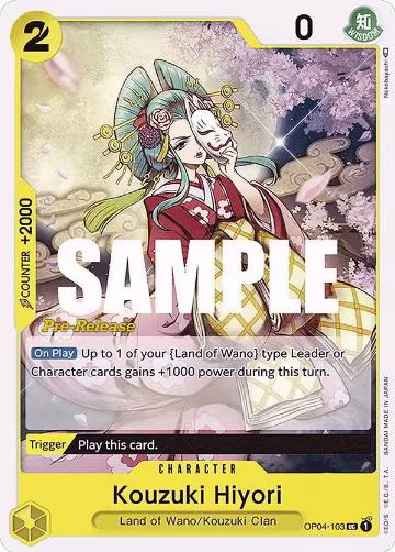 Kouzuki Hiyori (OP04-103), Kingdoms of Intrigue Pre-Release Cards — One Piece card price