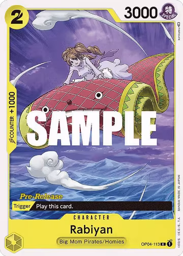 Rabiyan (OP04-113), Kingdoms of Intrigue Pre-Release Cards — One Piece card price