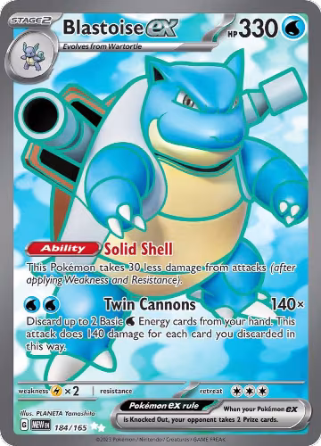 Blastoise ex - 184/165 (184/165), Scarlet & Violet 151 — Pokémon card price