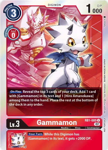 Gammamon - RB1-005 (Resurgence Booster Box Promotion Pack) (RB1-005 U), Resurgence Booster — Digimon card price