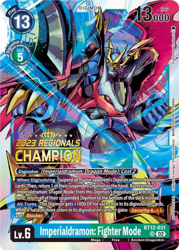 Imperialdramon: Fighter Mode (2023 Regionals Champion) (BT12-031 SR) — card price