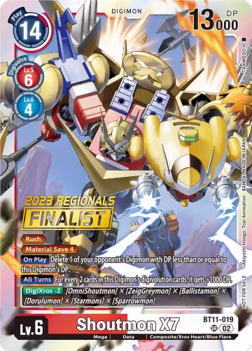 Shoutmon X7 (2023 Regionals Finalist) (BT11-019 SR), Dimensional Phase — Digimon card price
