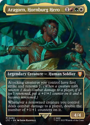 Aragorn, Hornburg Hero (Borderless) (492), Commander: The Lord of the Rings: Tales of Middle-earth — Magic card price