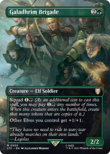Galadhrim Brigade (Borderless) (502), Commander: The Lord of the Rings: Tales of Middle-earth — Magic card price
