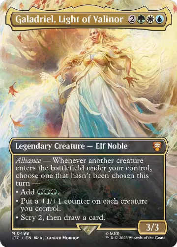 Galadriel, Light of Valinor (Borderless) (498), Commander: The Lord of the Rings: Tales of Middle-earth — Magic card price